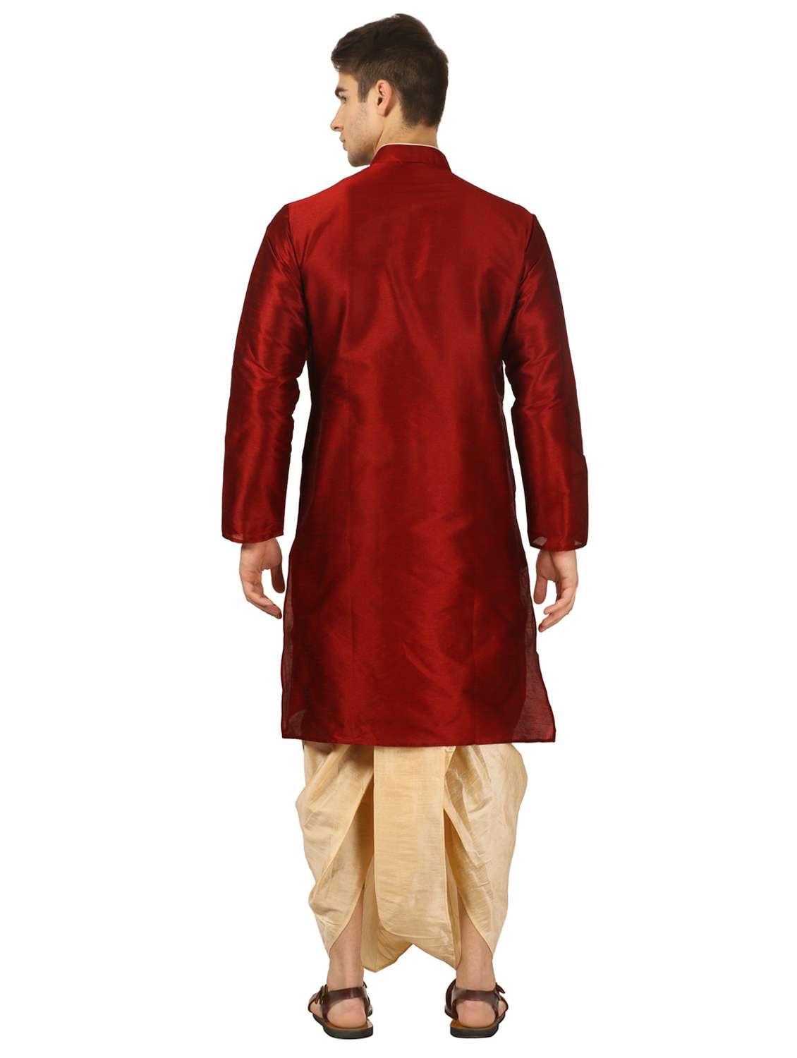 red solid dhoti kurta set - 16735436 - Standard Image - 2