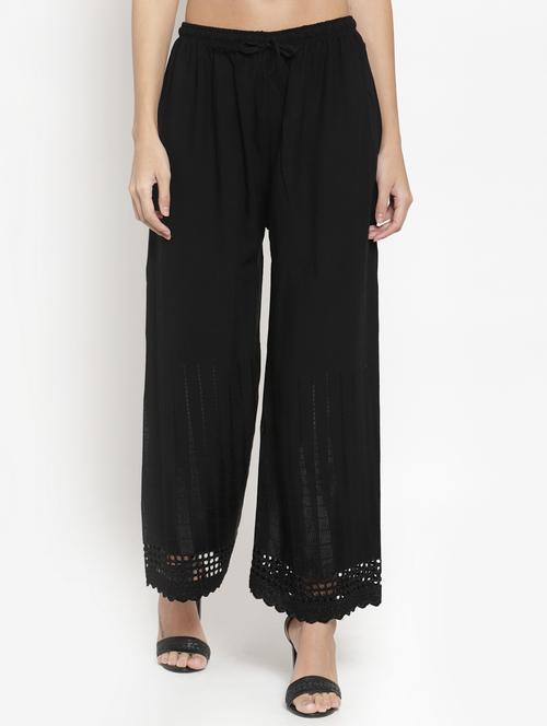 black solid straight palazzo - 16735562 - Standard Image - 0