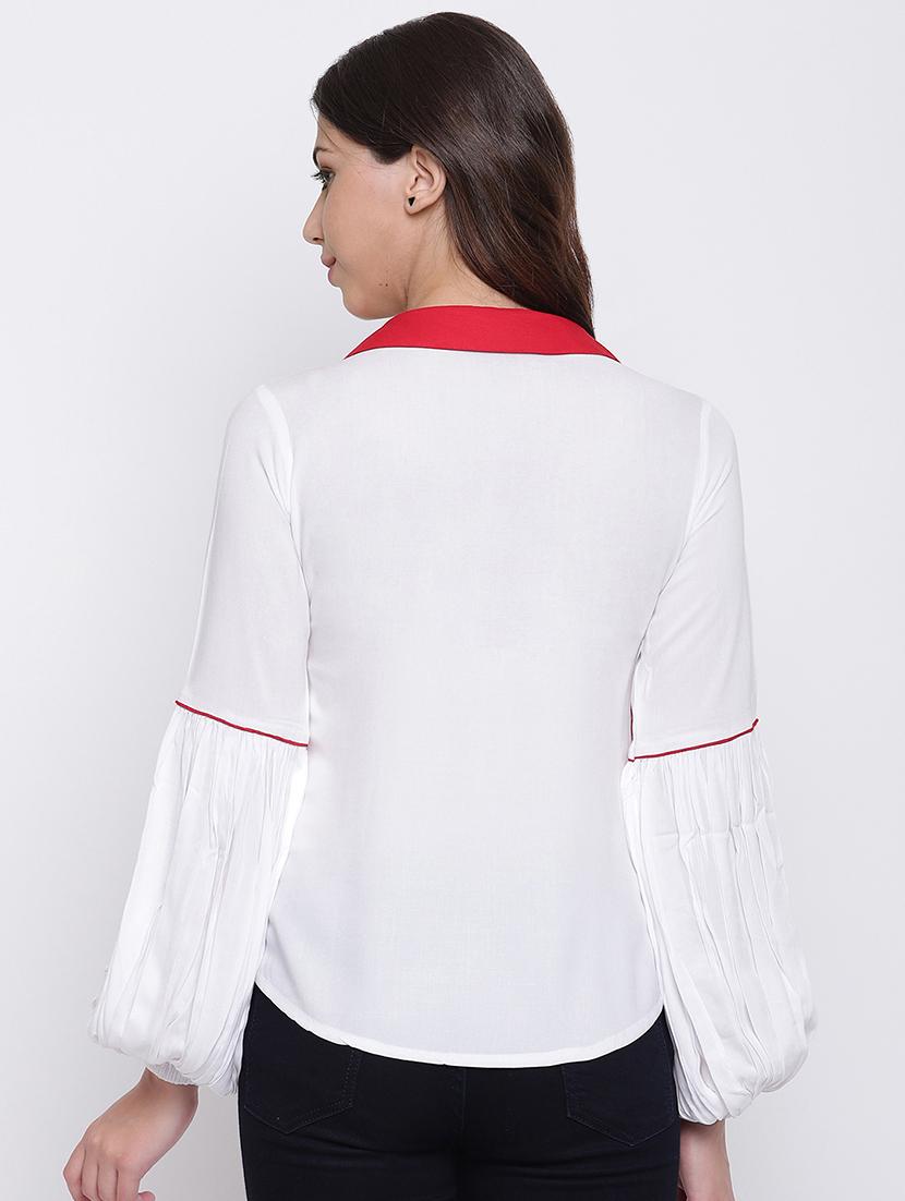 peterpan collar bishop sleeved top - 16736301 - Standard Image - 2