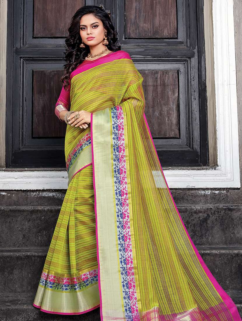 striped woven saree with blouse