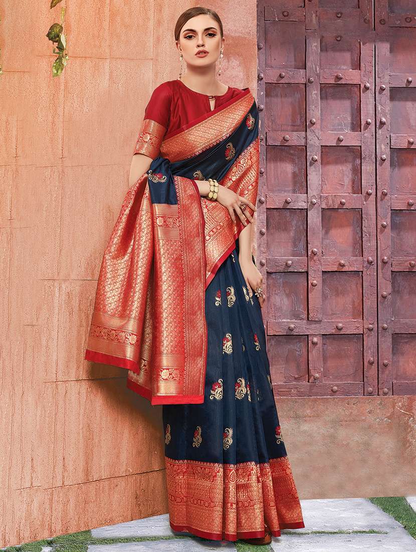 self-design woven saree with blouse