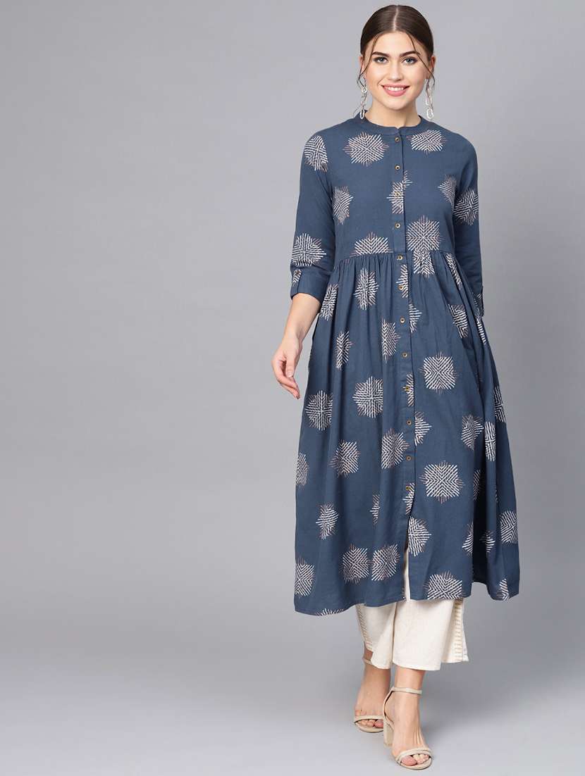 block printed a-line kurta
