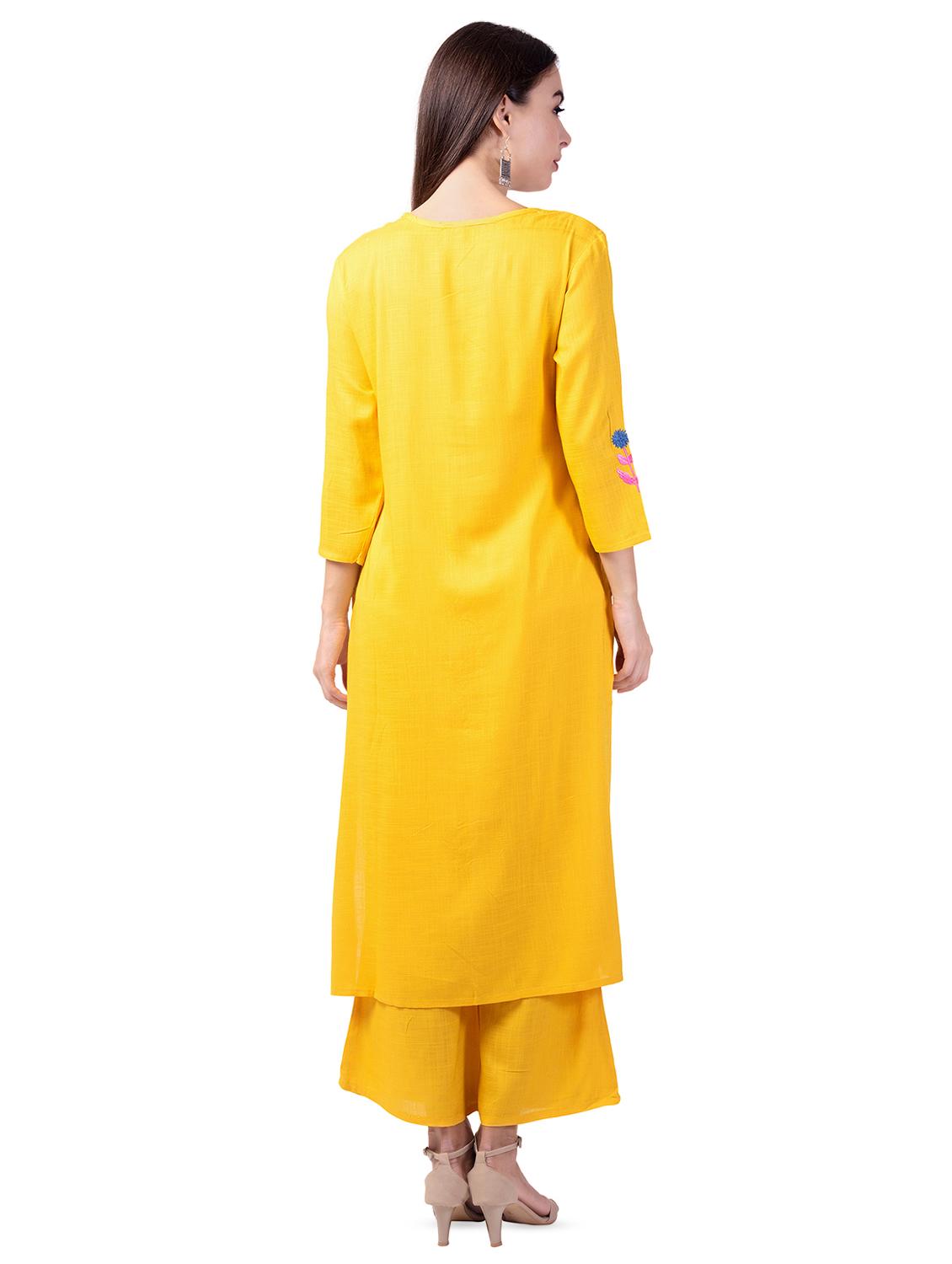 embroidered kurta palazzo set - 16737015 - Standard Image - 2