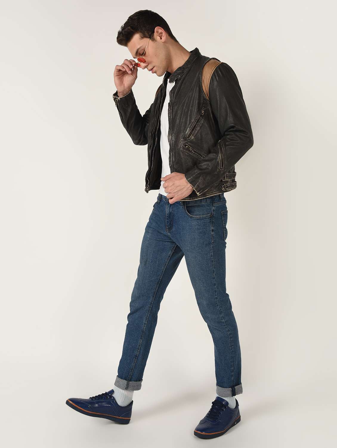 black solid 100% lamb leather jacket