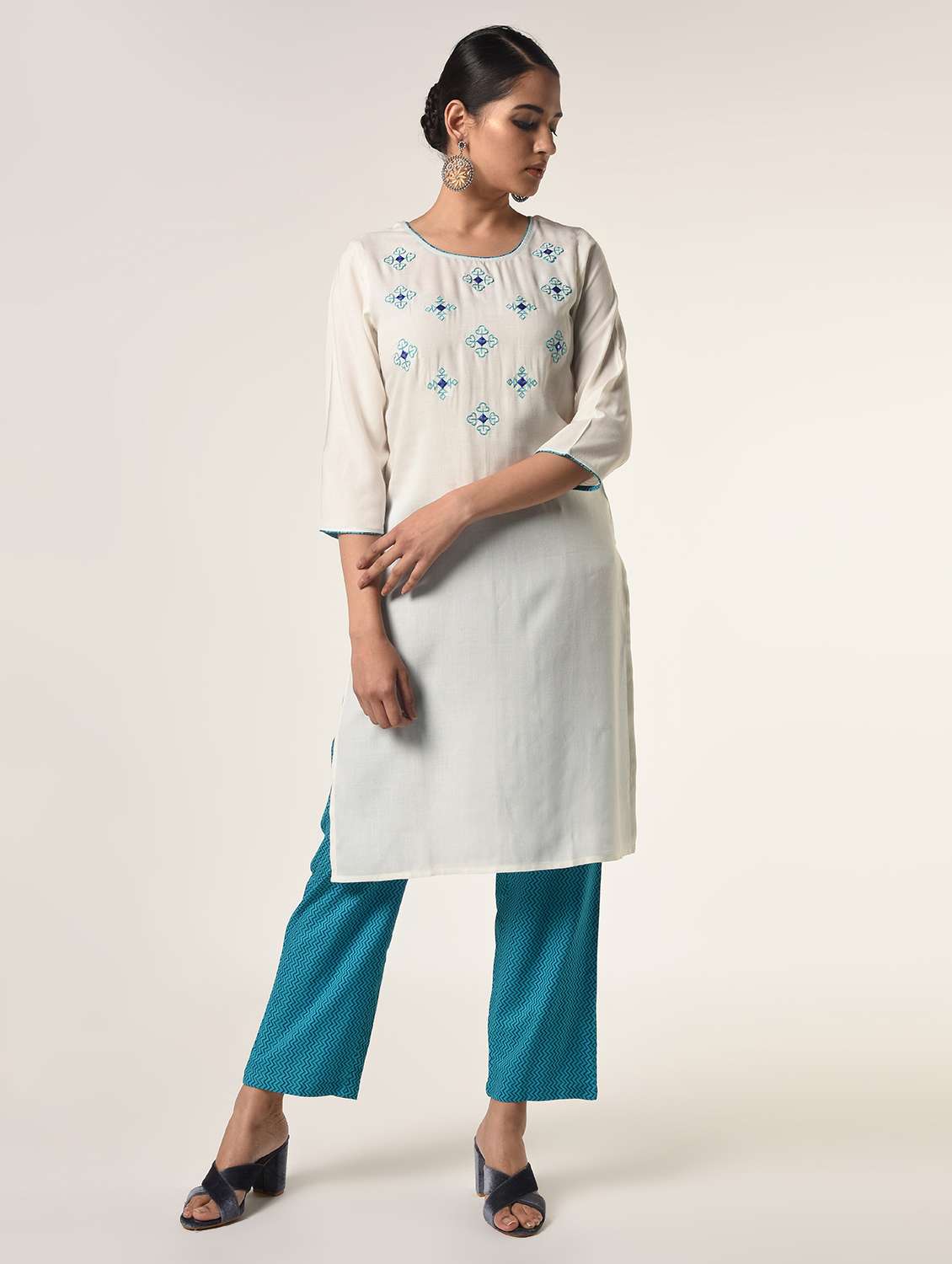 embroidered kurta pant set