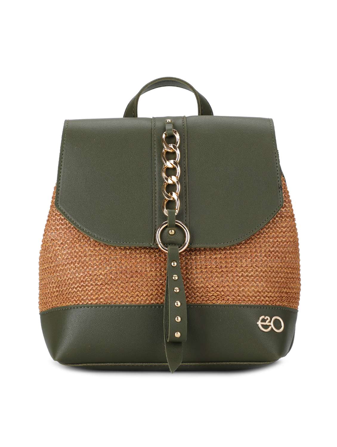 green leatherette (pu) regular backpack