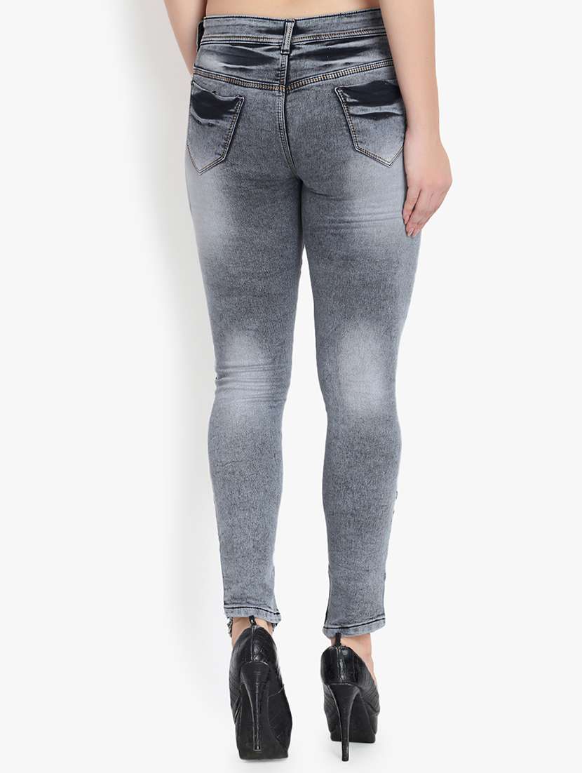 high rise frayed detail jeans  - 16738249 -  Standard Image - 2