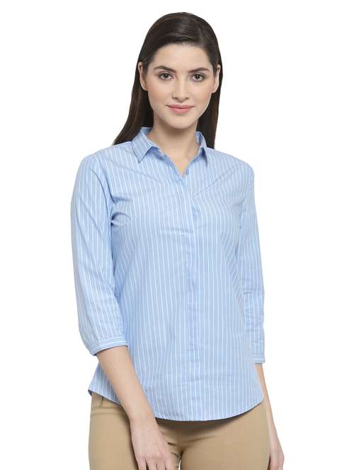 curved hem striped shirt - 16739113 - Standard Image - 0