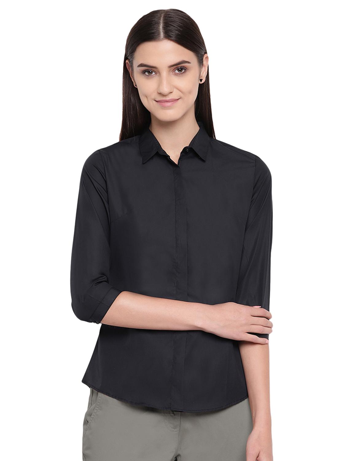 curved hem solid shirt - 16739123 - Zoom Image - 0