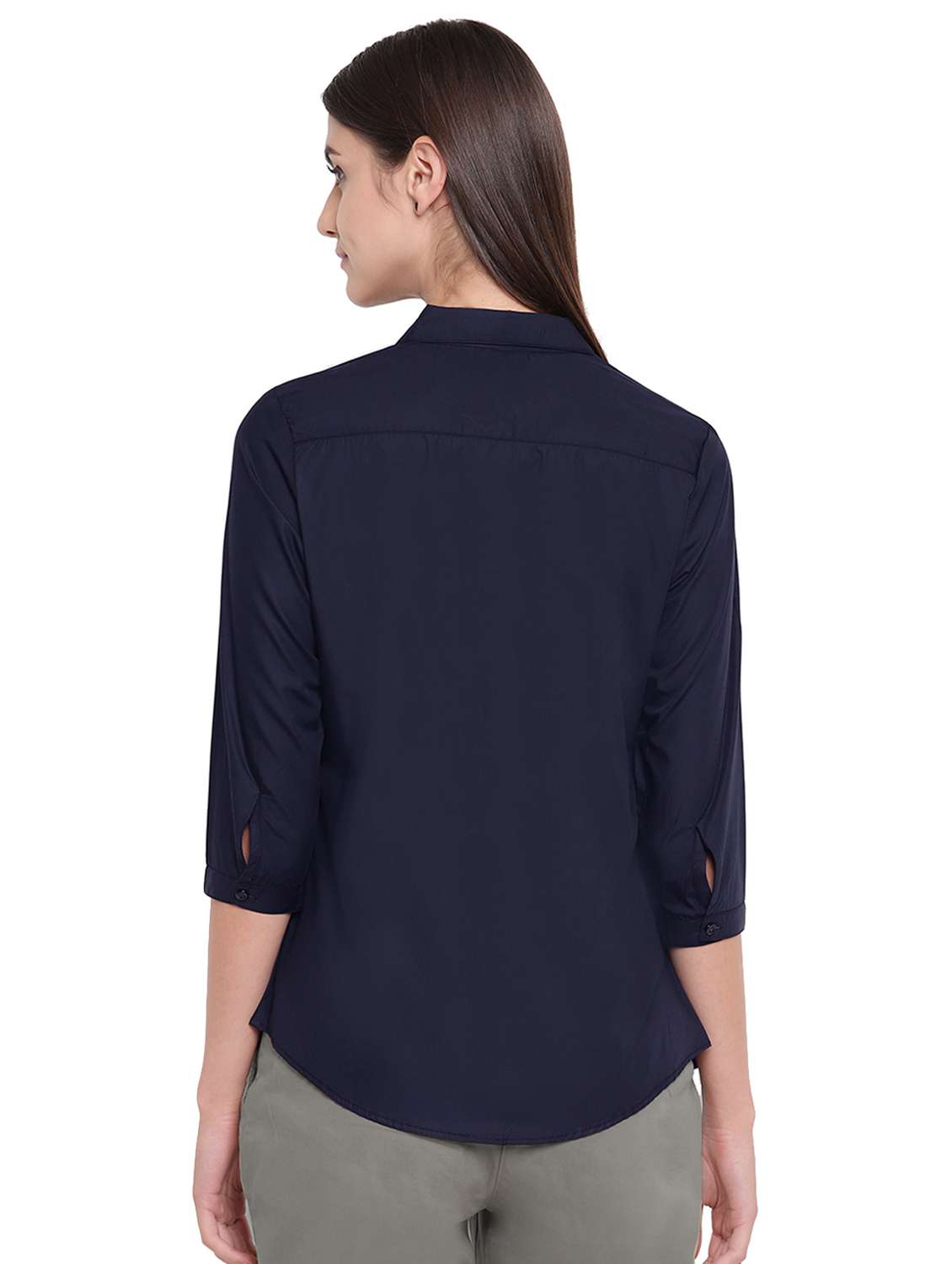 curved hem solid shirt - 16739128 - Standard Image - 2
