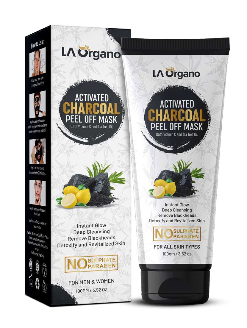 la organo activated charcoal peel off mask for instant glow - deep cleansing - remove blackheads