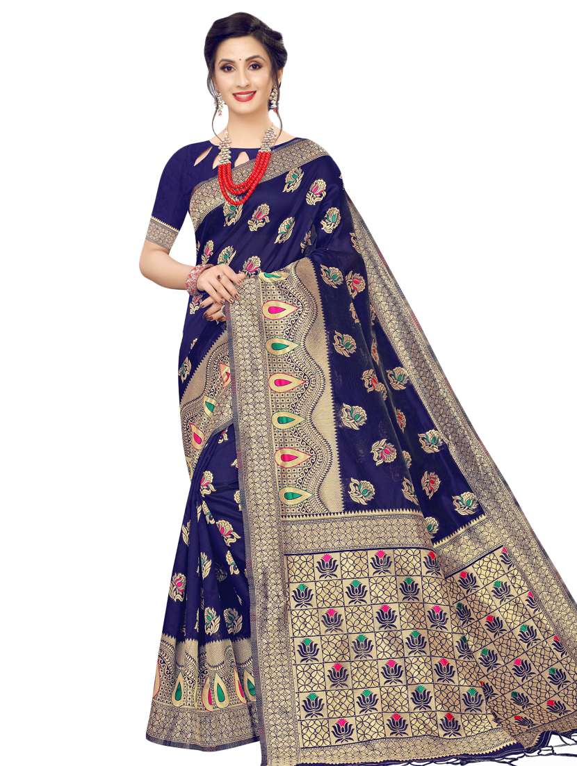 ethnic motif banarasi saree with blouse