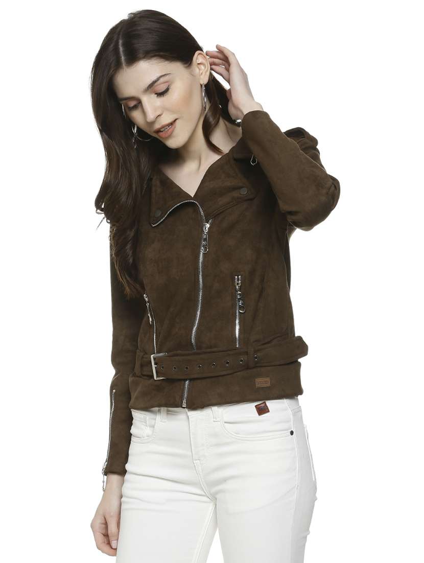 lapel neck zipper detail bomber jacket