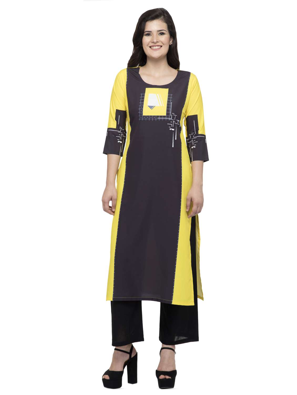color block straight kurta