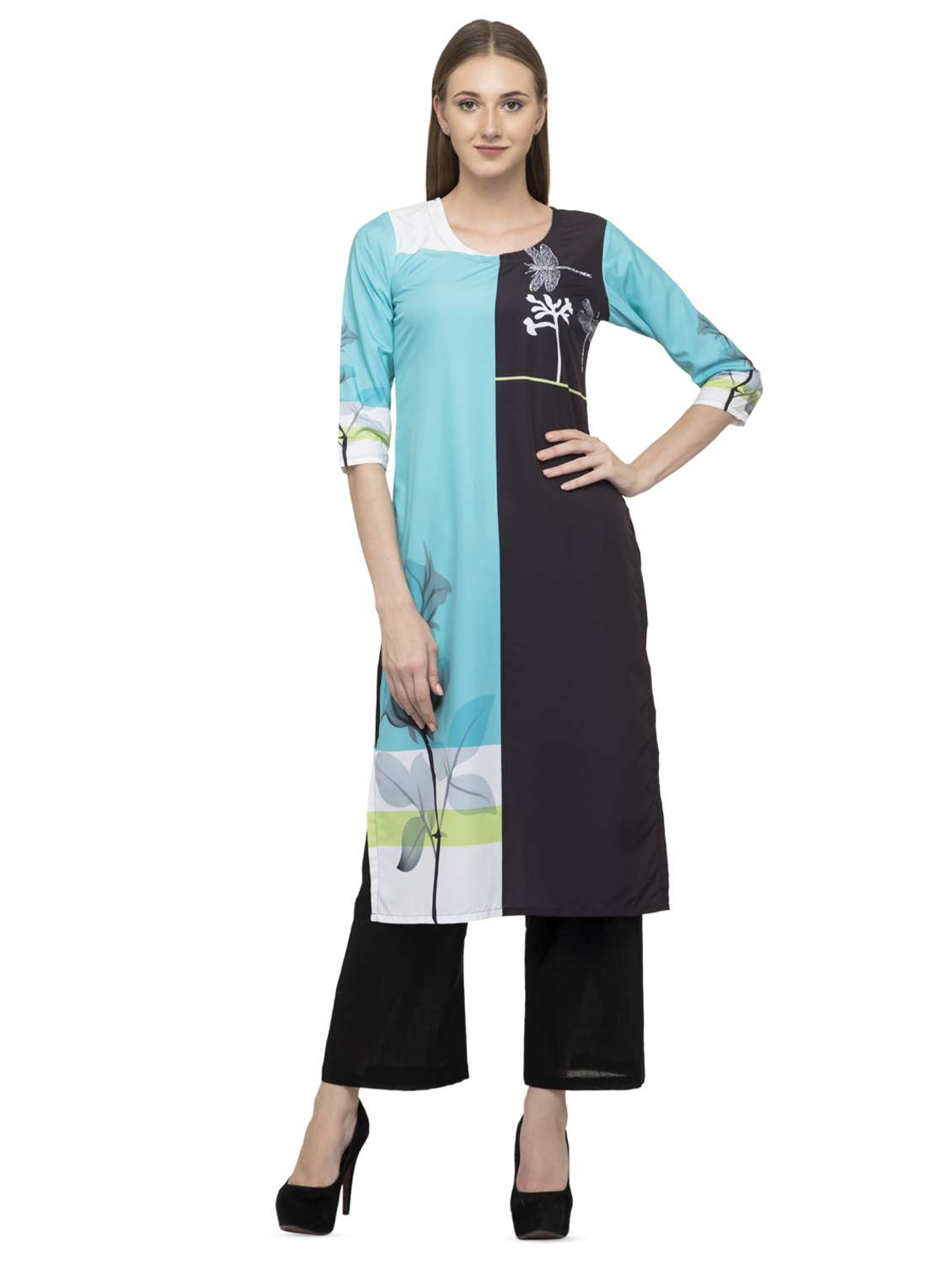 color block straight kurta