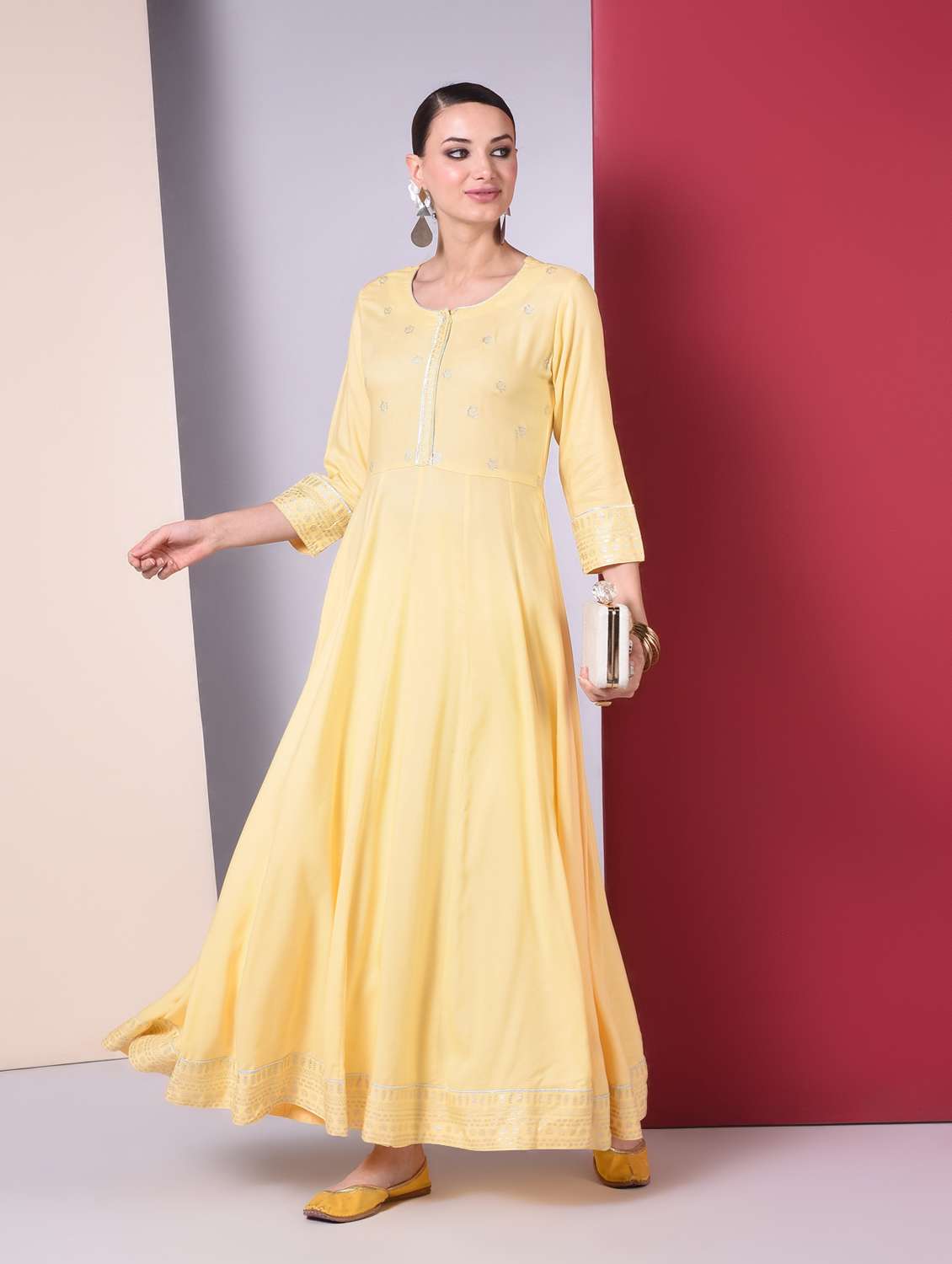 block print anarkali kurta