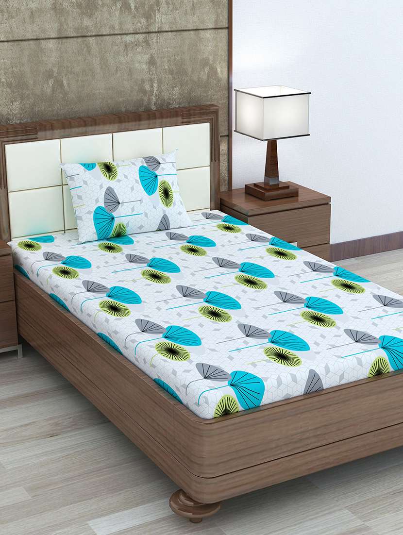 cotton single bedsheet with 1 pillow cover 