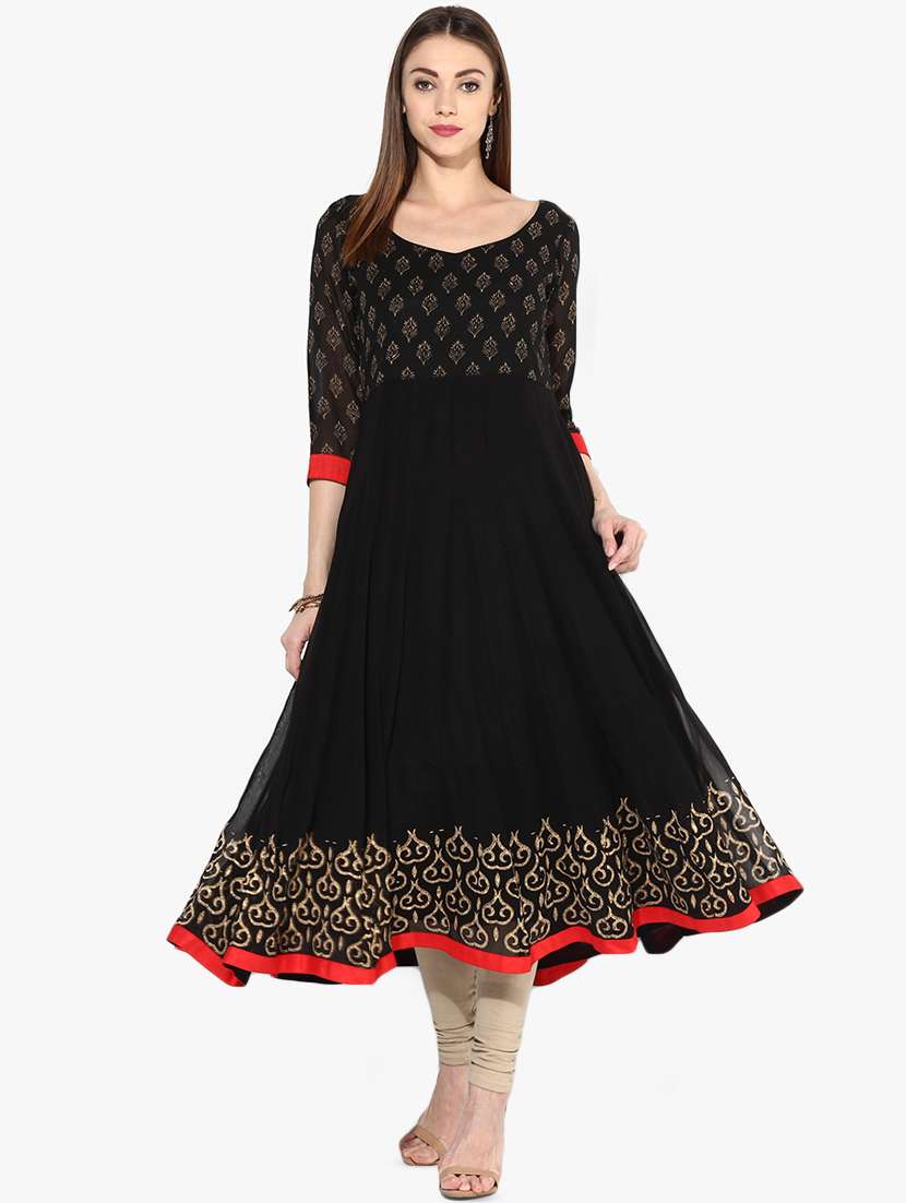 block print anarkali kurta