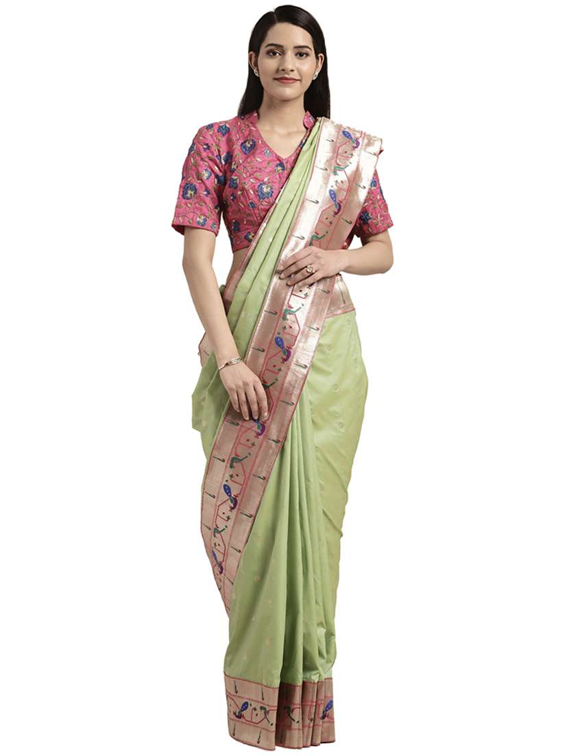 solid banarasi saree with blouse