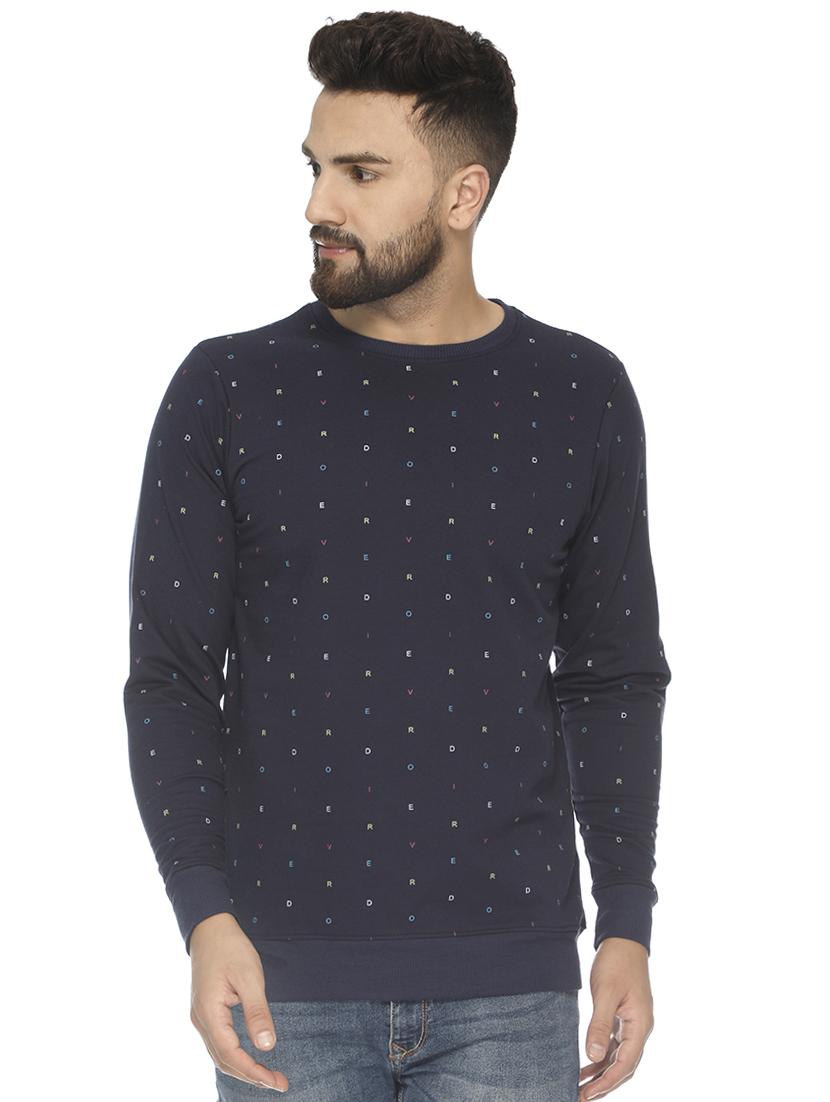 navy blue printed sweatshirt