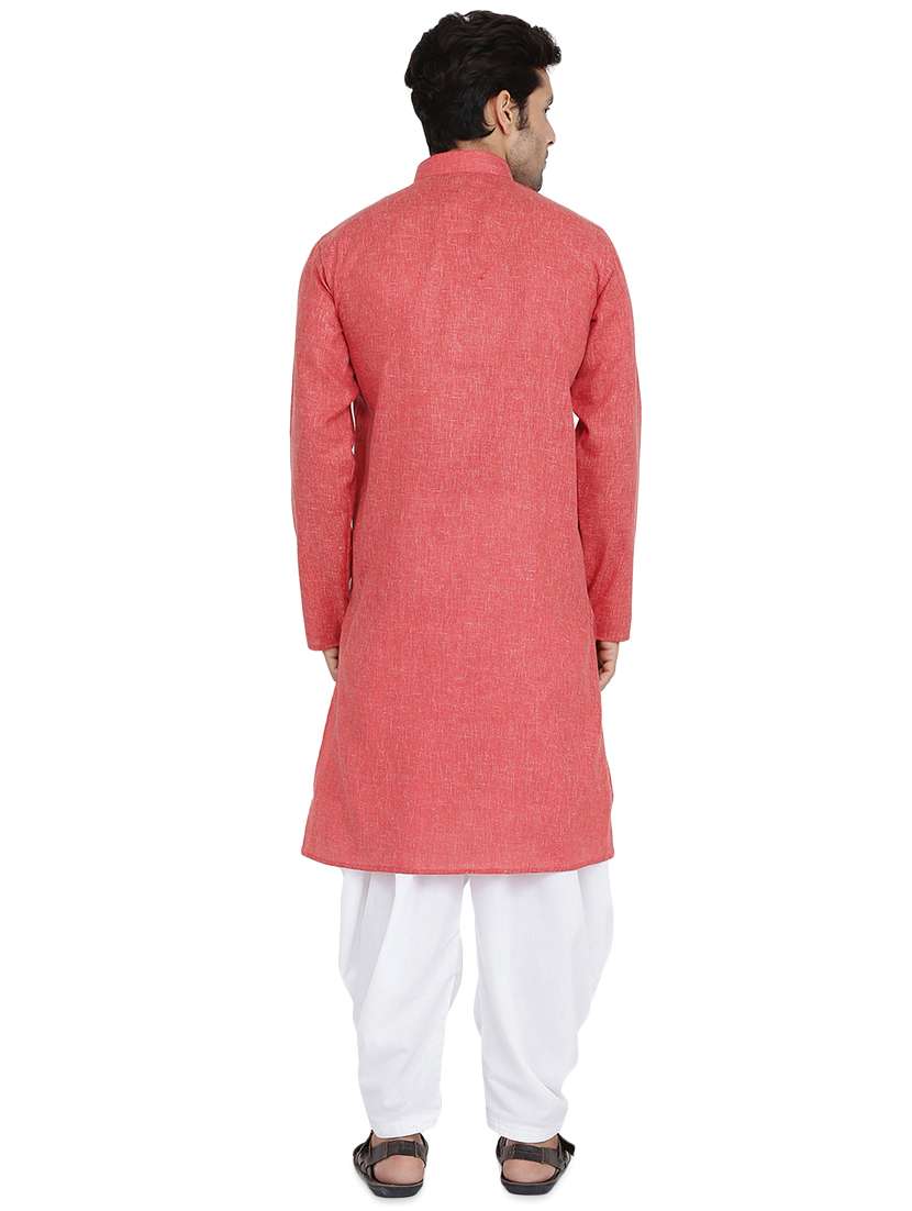 red solid dhoti kurta set - 16750403 - Standard Image - 2