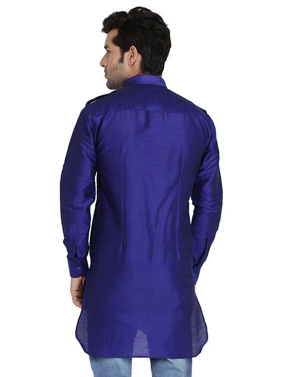 blue solid short kurta - 16750431 - Standard Image - 2