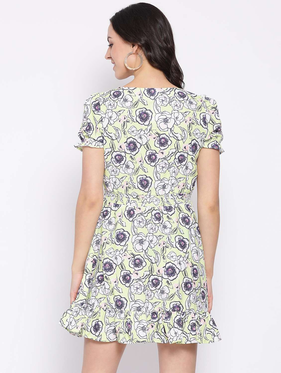 smocked waist puff sleeved a-line dress - 16750787 - Standard Image - 2