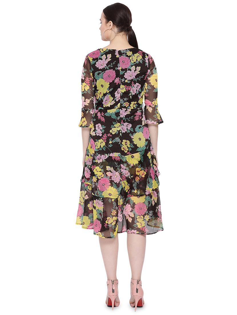 v-neck floral a-line dress - 16750846 - Standard Image - 2