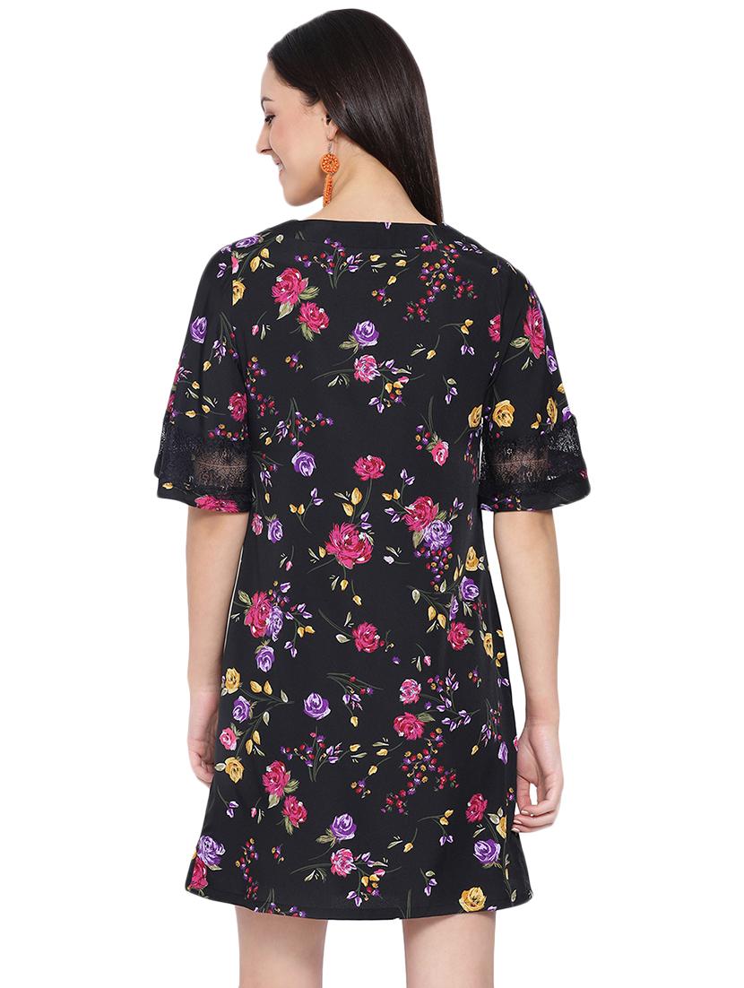 v-neck floral a-line dress - 16750847 - Standard Image - 2
