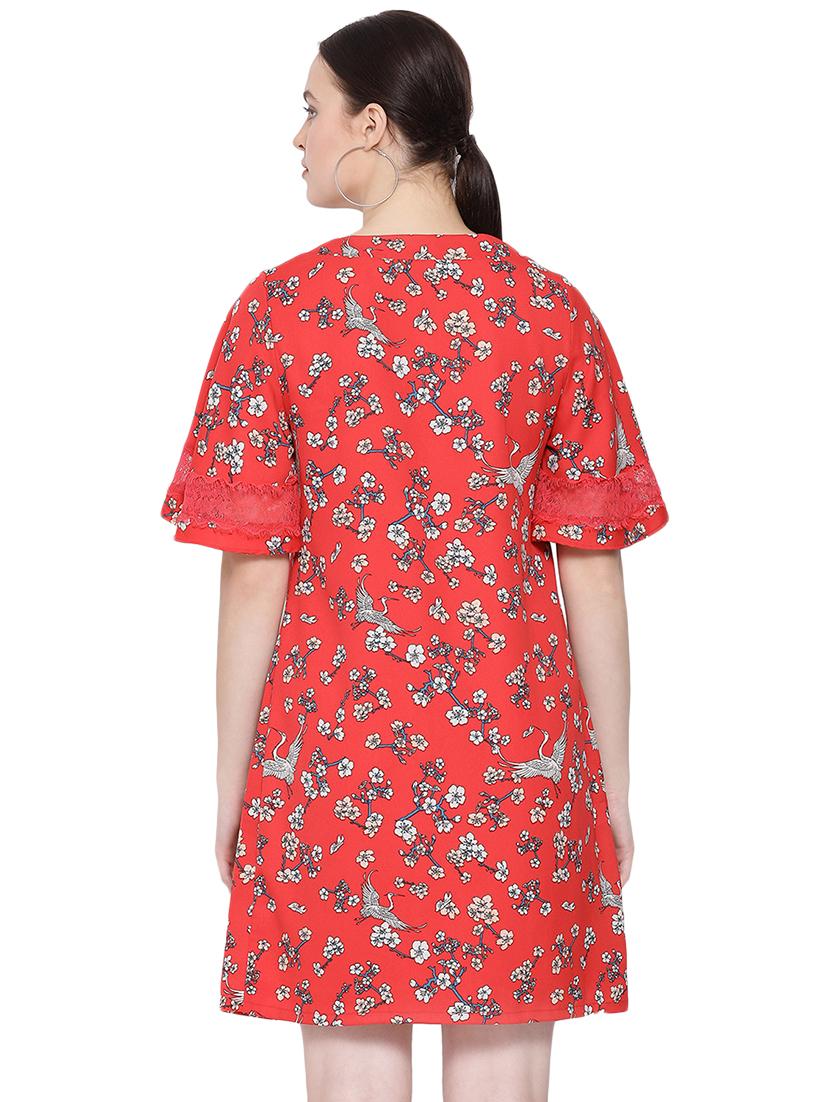 v-neck floral a-line dress - 16750848 - Standard Image - 2