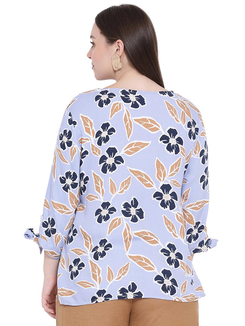 tie knot sleeved floral top - 16750881 - Standard Image - 2