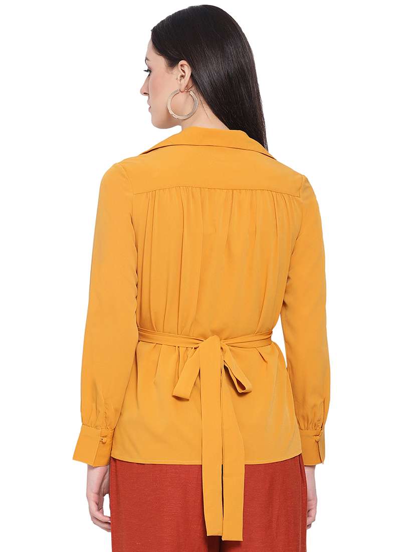 women's peplum lapel neck top - 16750921 - Standard Image - 2
