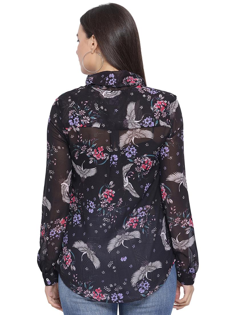 tie up neck printed top - 16750933 - Standard Image - 2
