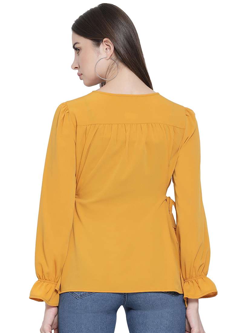 tie front bell sleeved top  - 16750953 -  Standard Image - 2