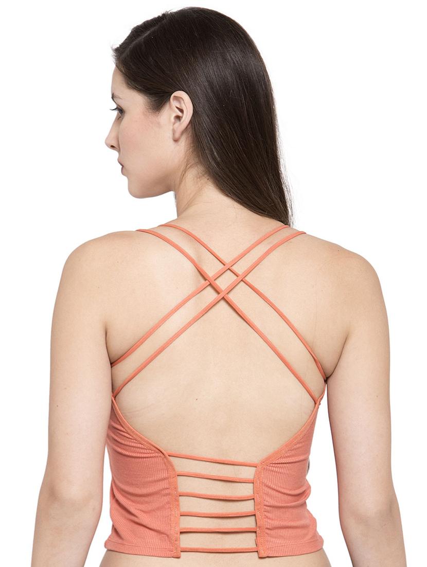 orange cotton lette bra - 16751074 - Standard Image - 2