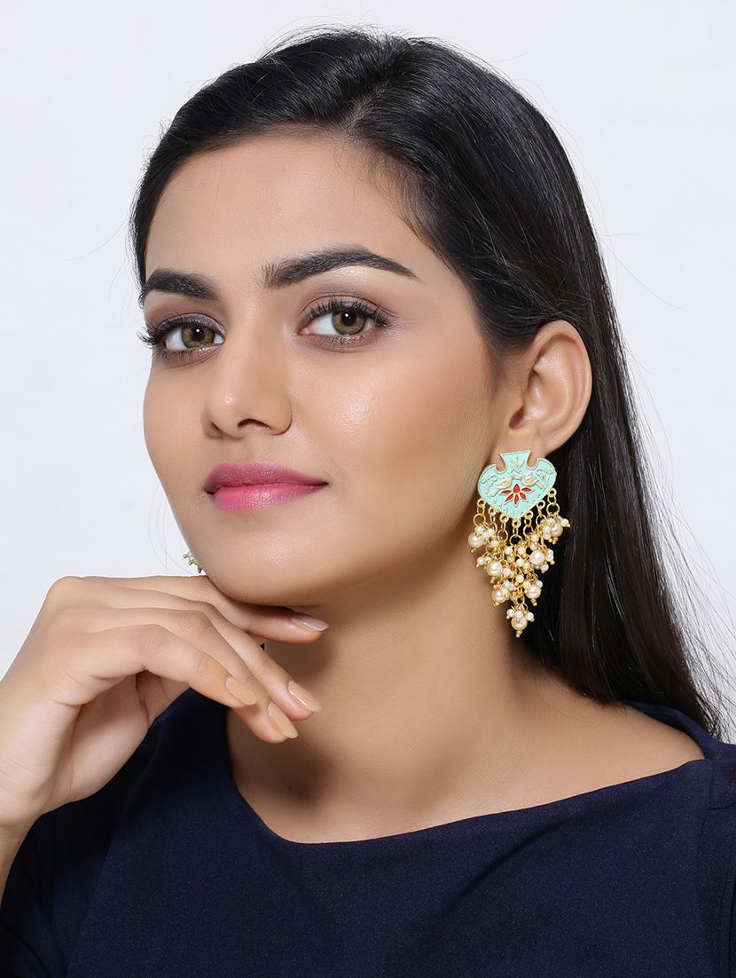 gold brass drop earring - 16751299 - Standard Image - 2
