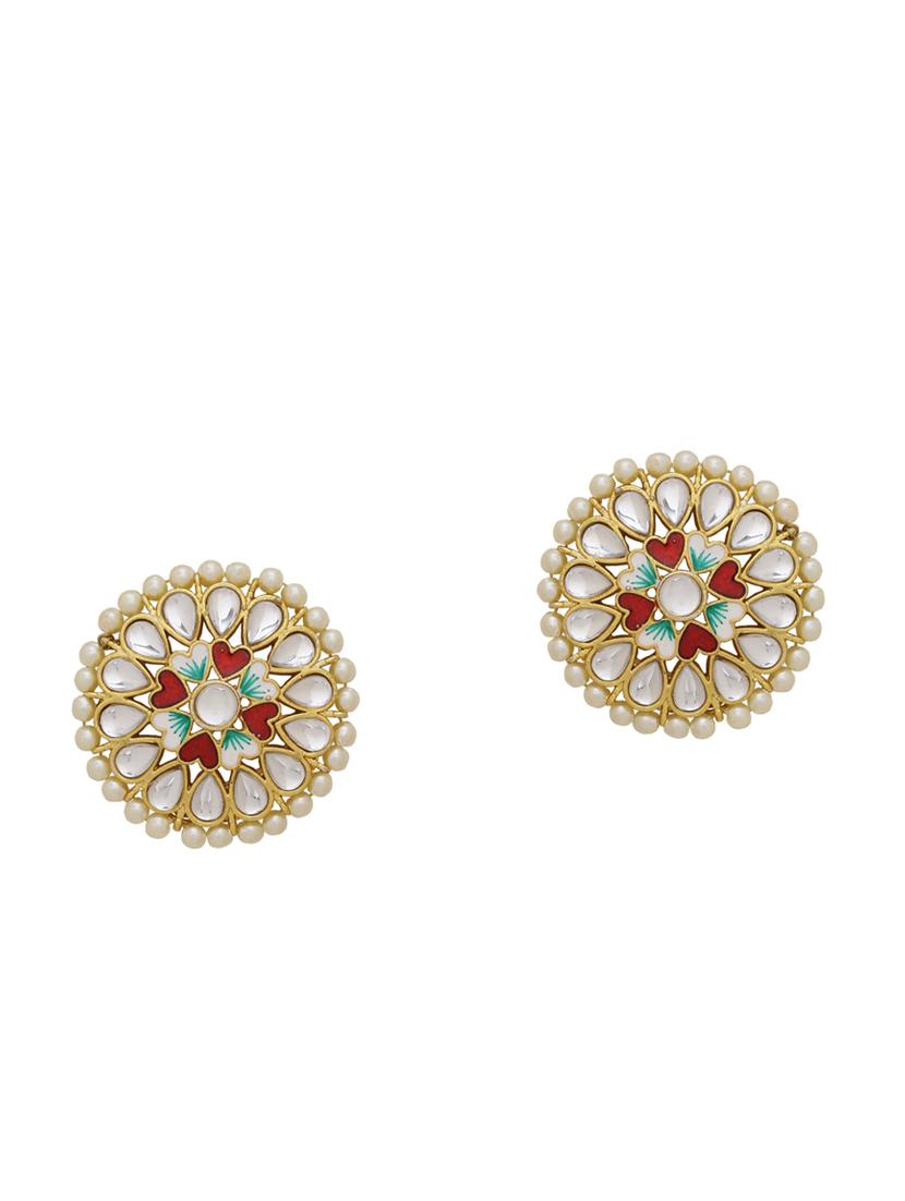 gold brass studs earring - 16751300 -  Zoom Image - 0