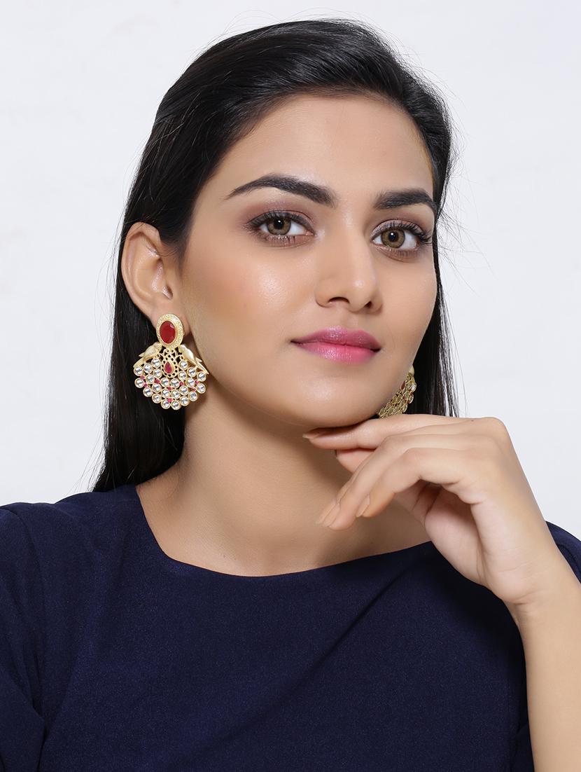 gold brass studs earring - 16751302 - Standard Image - 2