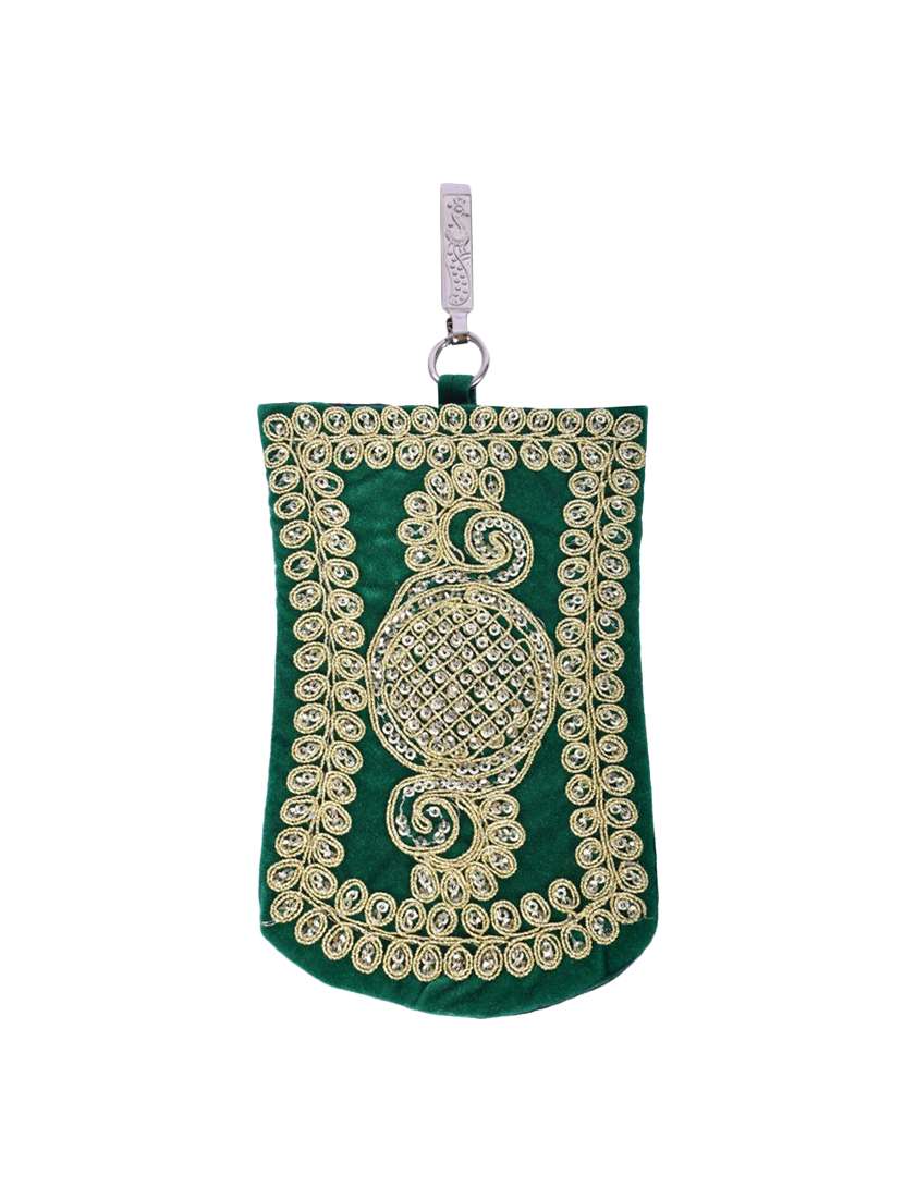 green jute ethnic pouch