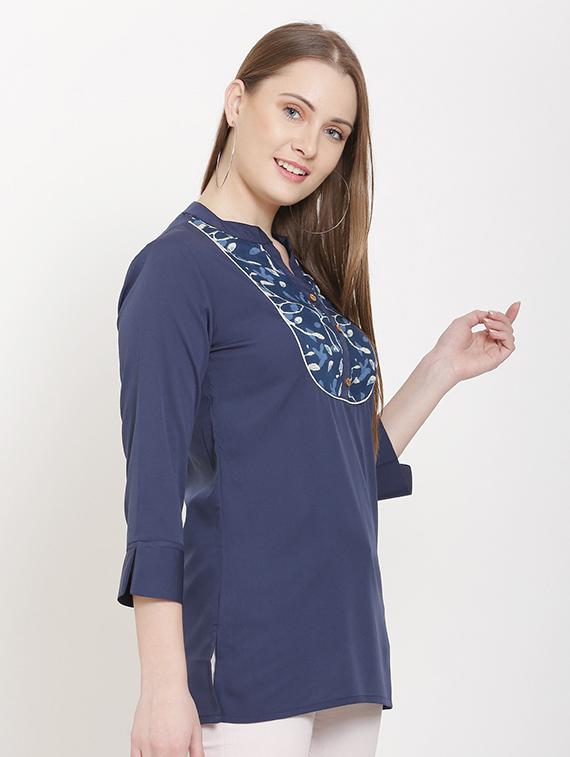 mandarin neck printed tunic - 16754533 - Standard Image - 2