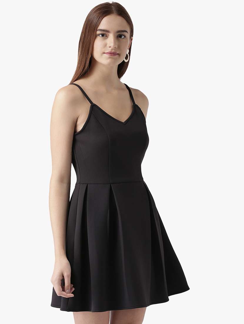 women's fit & flare solid dress - 16756852 -  Standard Image - 2