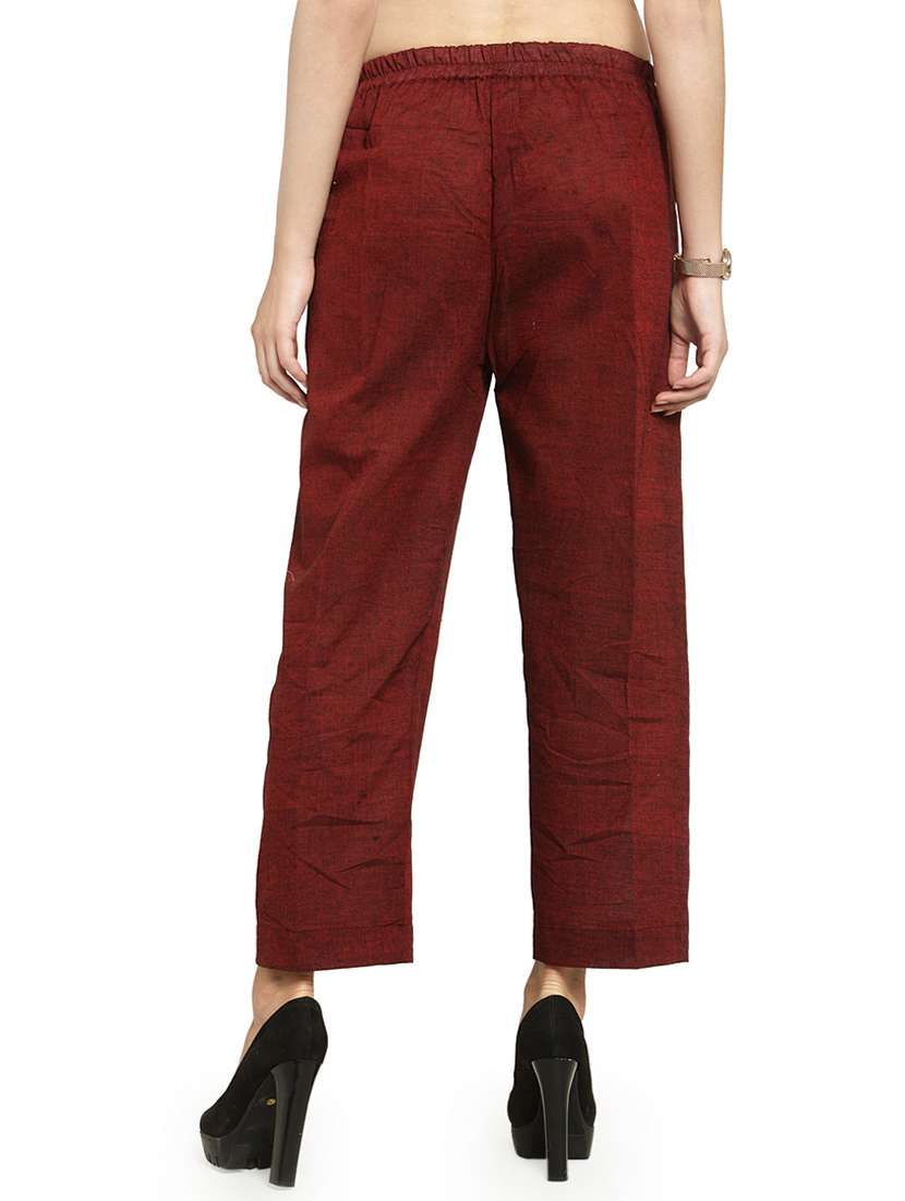 women solids calf length tailored pants - 16757181 - Standard Image - 2