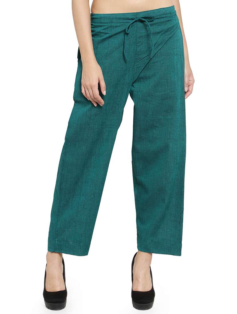 women solids ankle length tailored pants