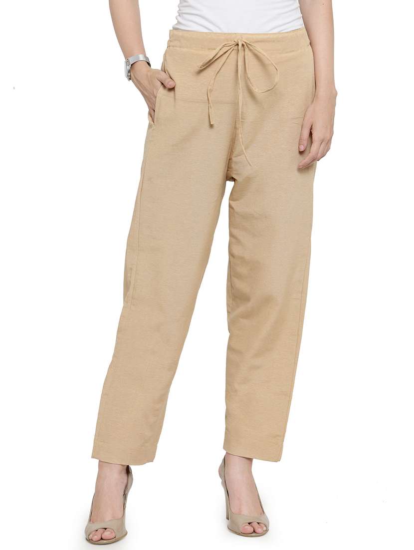 drawstring waist solid trouser