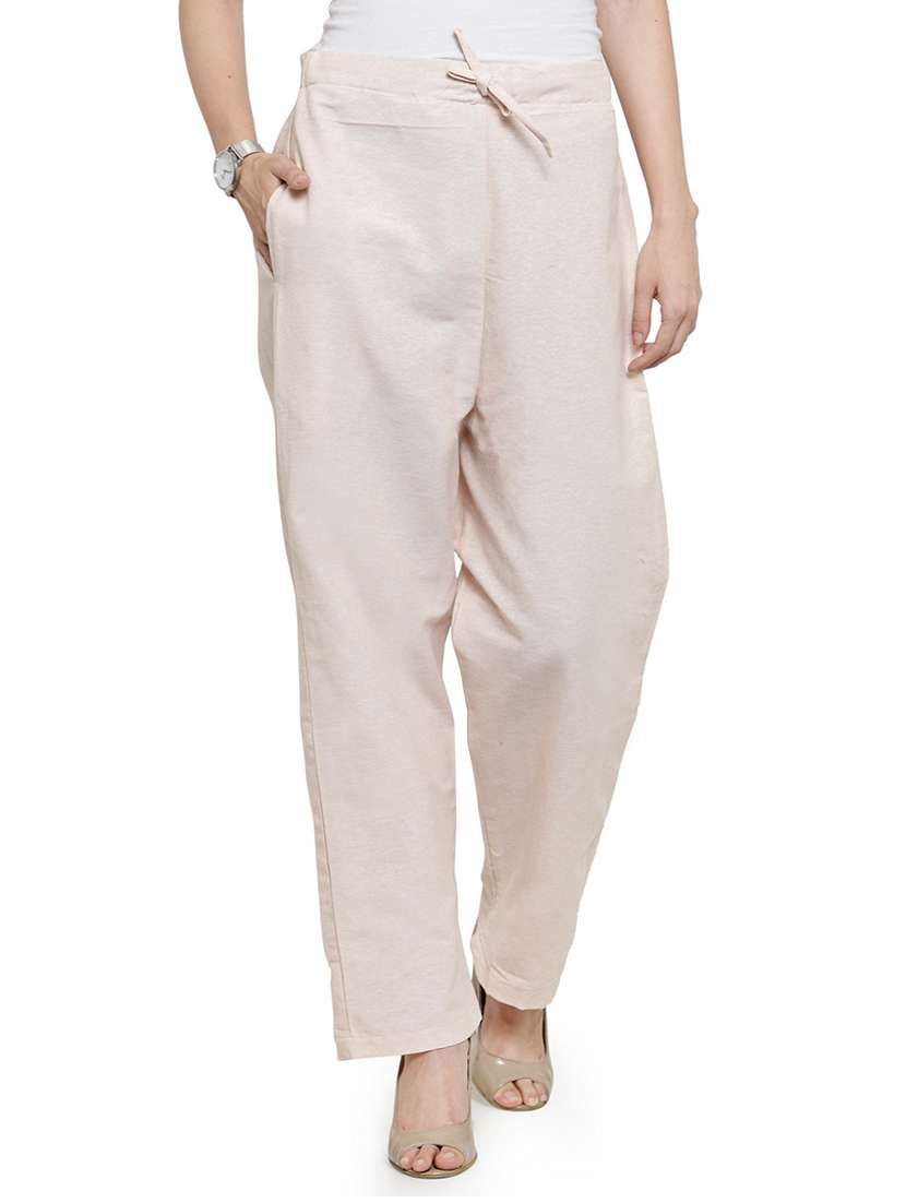 women solids full length tailored pants