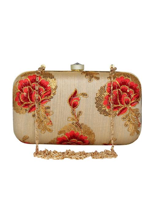 beige faux silk box clutch - 16764049 -  Standard Image - 0
