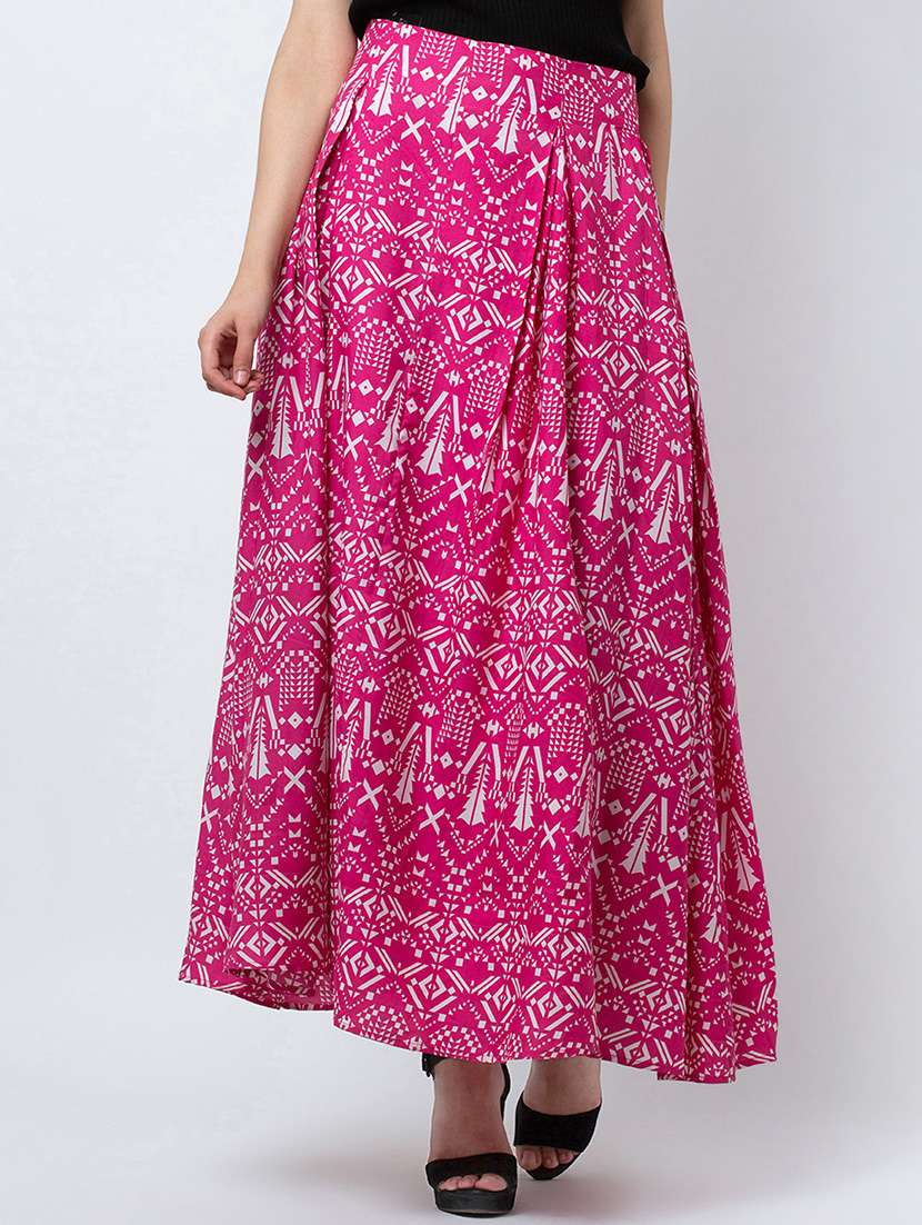 high rise pleated a-line skirt