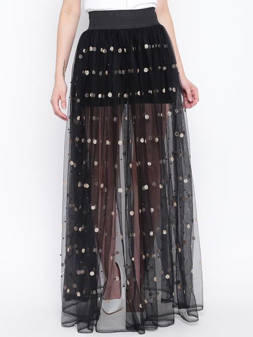 high rise embroidered maxi skirt - 16764113 - Standard Image - 0