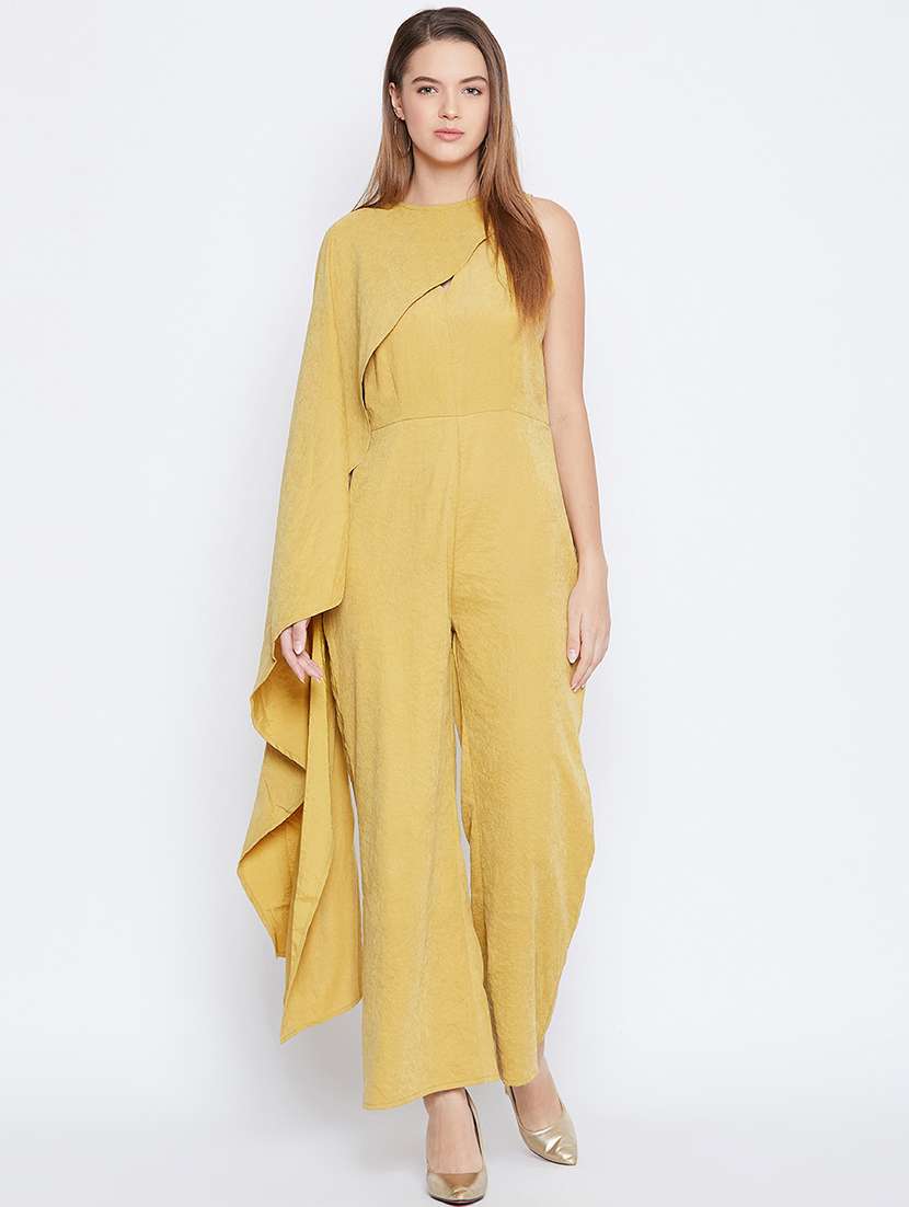 asymmetric sleeved full leg jumpsuit