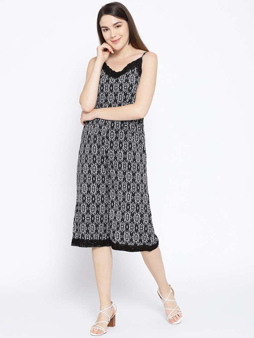 lace detail printed jumpsuit